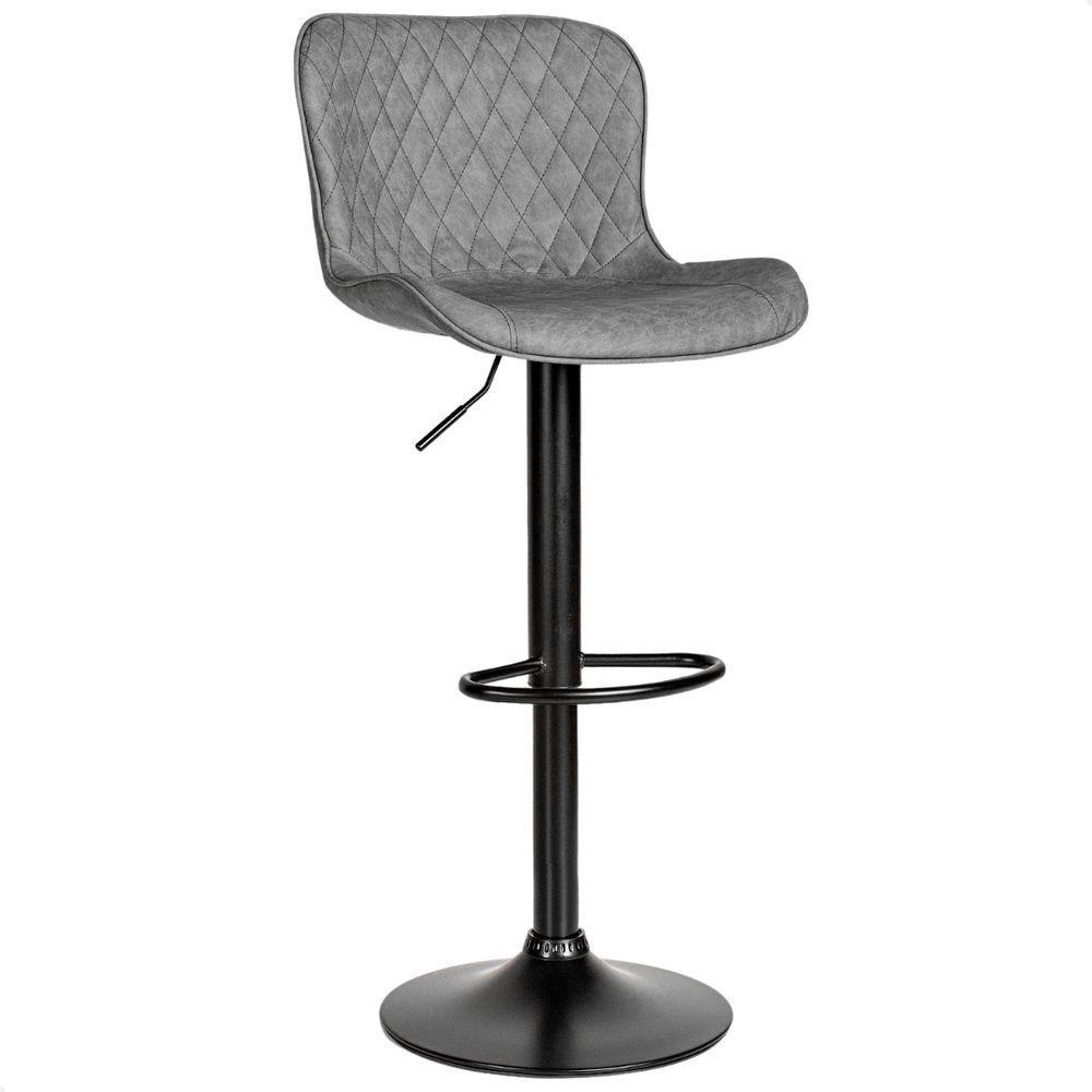 Banqueta Giratória Com Encosto Alta Para Cozinha Bancada Bar Cinza - 1