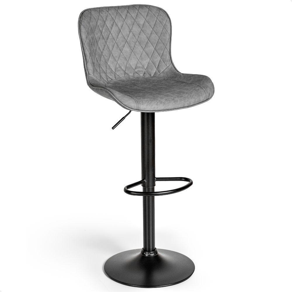 Banqueta Giratória Com Encosto Alta Para Cozinha Bancada Bar Cinza - 6