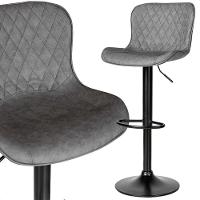 Banqueta Giratória Com Encosto Alta Para Cozinha Bancada Bar Cinza - 2