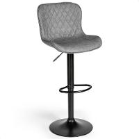 Banqueta Giratória Com Encosto Alta Para Cozinha Bancada Bar Cinza - 6