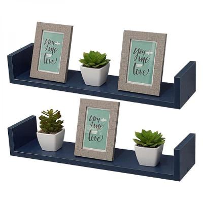 Kit 2 Prateleiras em U 80X25cm Azul com Suporte Invisível