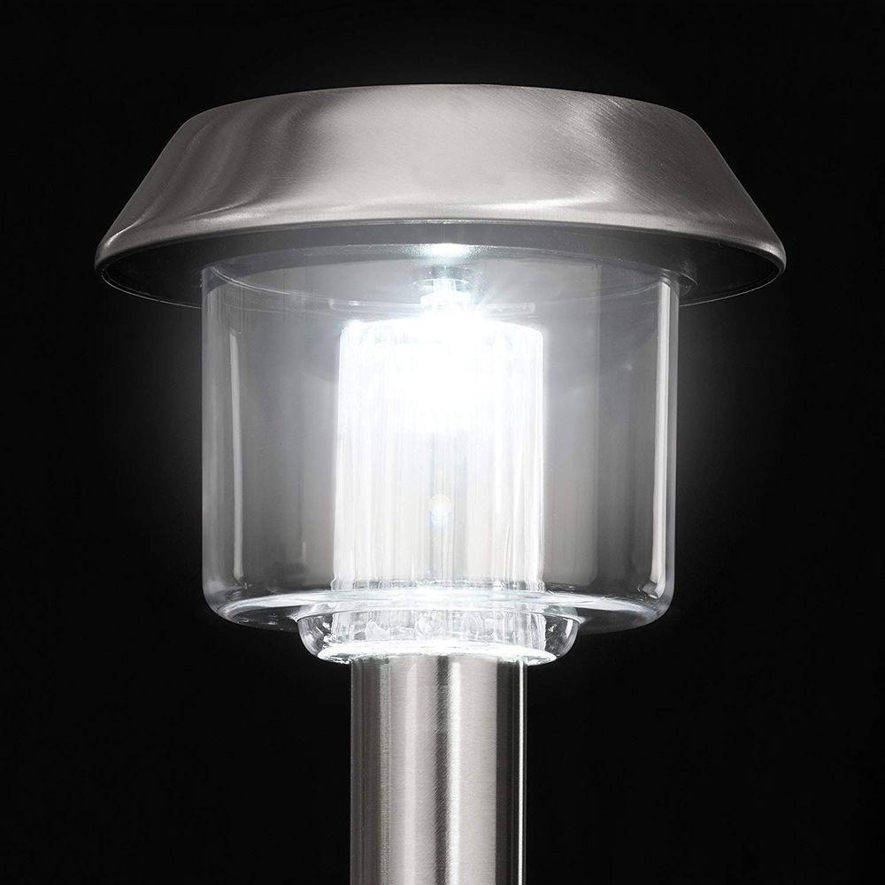 Kit 4 Luminária Solar Luz De Led Jardim Inox Acrílico - 2