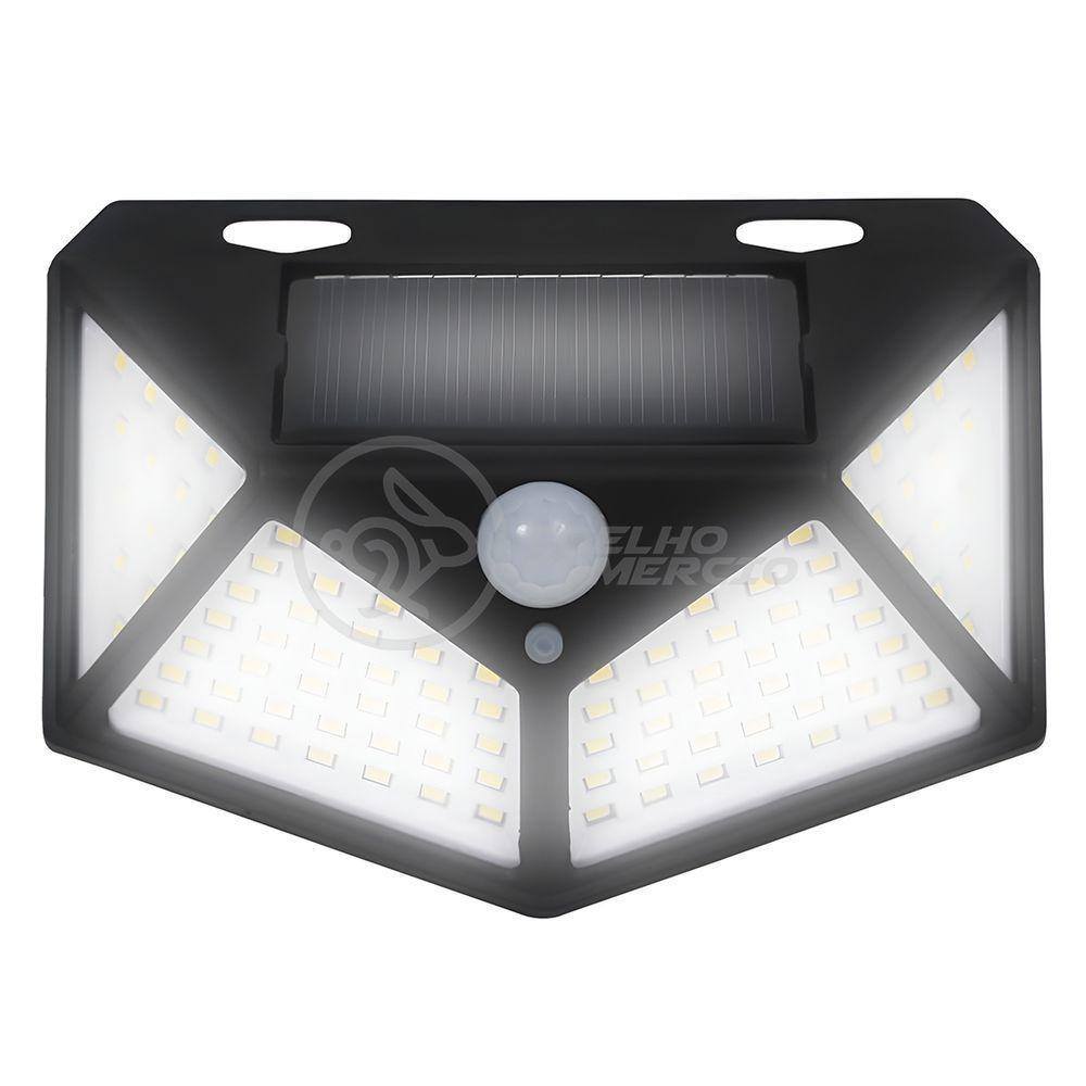 Luminária Solar De Parede Com 100 Leds Sensor De Presença Lâmpada Para Jardim E área Externa - 2