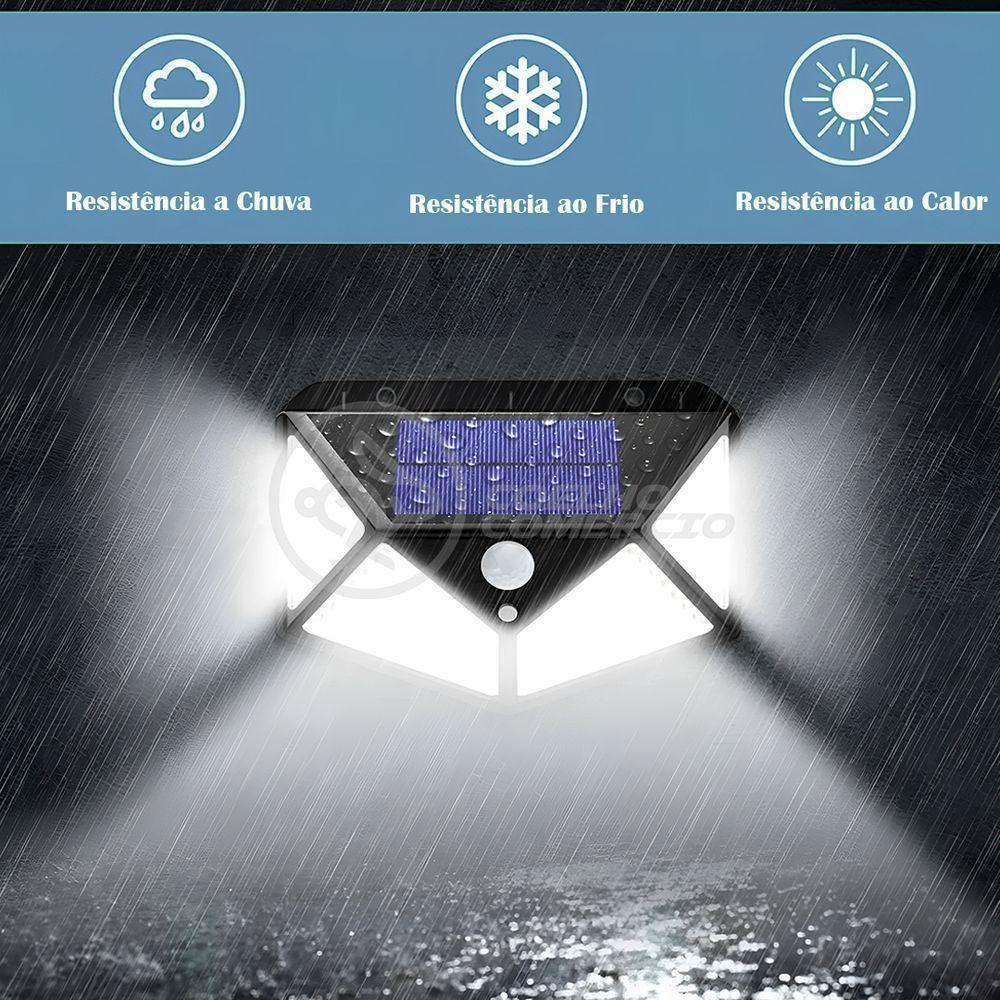 Luminária Solar De Parede Com 100 Leds Sensor De Presença Lâmpada Para Jardim E área Externa - 5