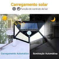 Luminária Solar De Parede Com 100 Leds Sensor De Presença Lâmpada Para Jardim E área Externa - 3