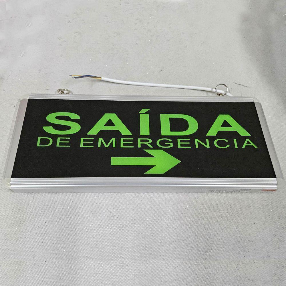 Placa Saida De Emergencia Dupla Face Sinalizaçao Seta Bateria Recarregavel Bombeiro Iluminaçao Condominio Casa - 2