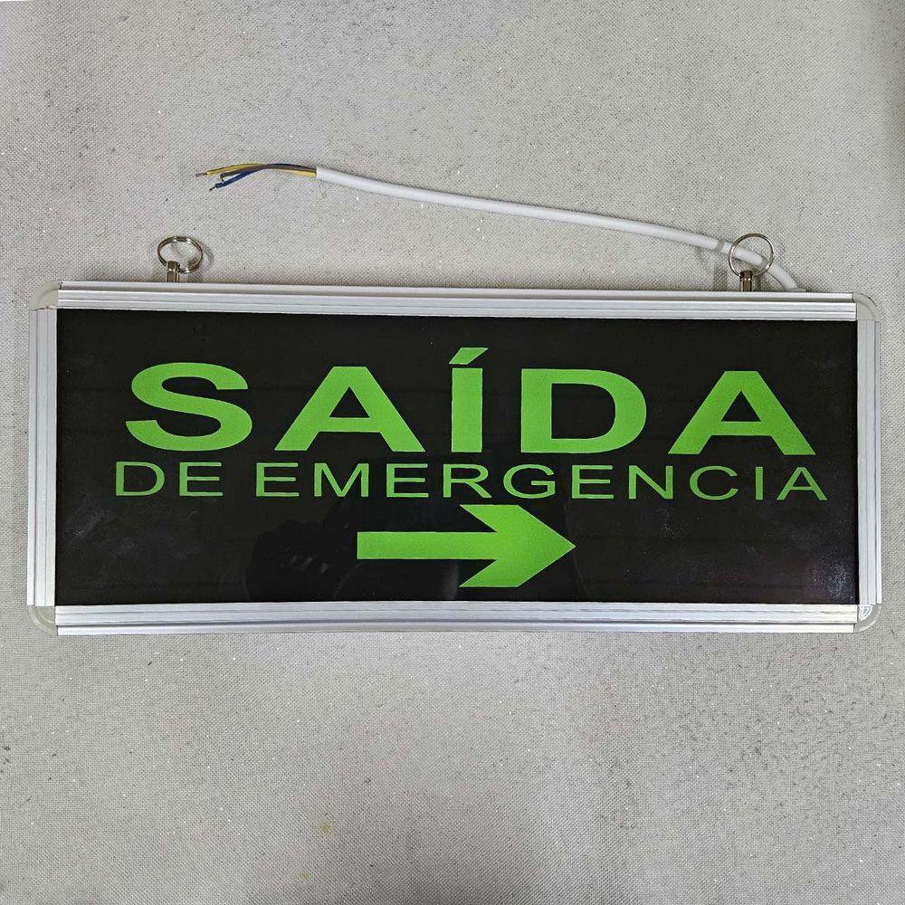 Placa Saida De Emergencia Dupla Face Sinalizaçao Seta Bateria Recarregavel Bombeiro Iluminaçao Condominio Casa - 4