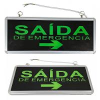 Placa Saida De Emergencia Dupla Face Sinalizaçao Seta Bateria Recarregavel Bombeiro Iluminaçao Condominio Casa - 1