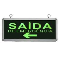 Placa Saida De Emergencia Dupla Face Sinalizaçao Seta Bateria Recarregavel Bombeiro Iluminaçao Condominio Casa - 6