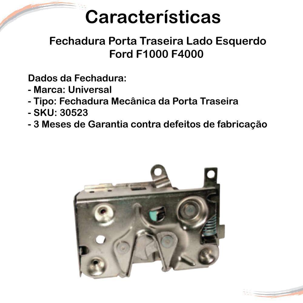 Fechadura Porta Traseira Lado Esquerdo Ford F1000 F4000 - 3