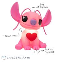 Luminária 3d Angel Stitch Com Coração Disney Decoração Criativa - 3