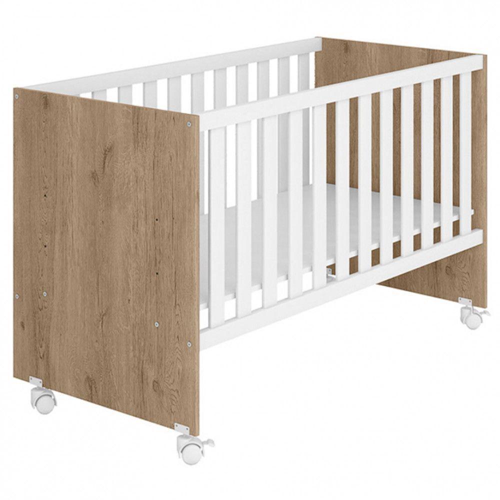 Berço Doce Sonho Em Mdf E Mdp Com Rodízio Qmovi Carvalho Branco - 1