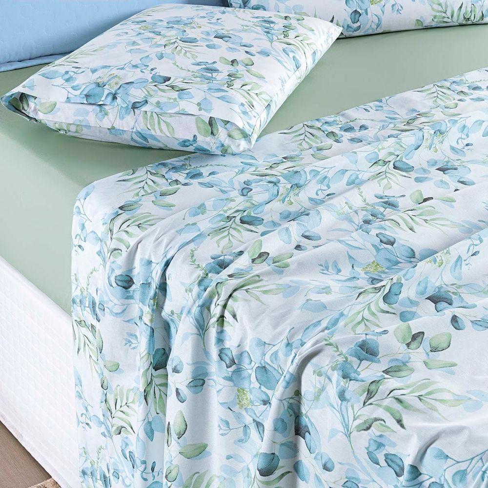 Jogo Cama Lençol Maris Queen Percalle 200 Fios Estampado 4 Peças Forest Verde - 1