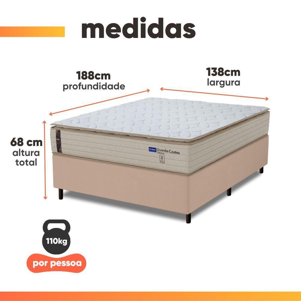 Cama Box Casal Probel Molas Ensacadas Pillow Top 138x188x68cm Guarda Costas Genova Branco/bege - 3