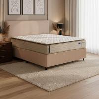 Cama Box Casal Probel Molas Ensacadas Pillow Top 138x188x68cm Guarda Costas Genova Branco/bege - 2