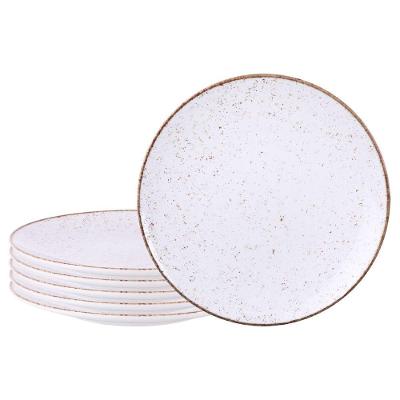 Kit 6 Prato Sobremesa Tramontina Rústico Em Porcelana 21 Cm Marrom