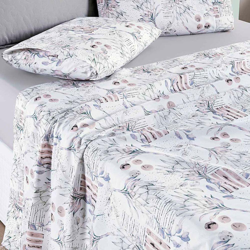 Jogo Cama Lençol Maris King Percalle 200 Fios Estampado 4 Peças Protea Cinza - 1