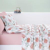 Jogo Cama Lençol Maris King Percalle 200 Fios Estampado 4 Peças Hortênsia Salmão - 2