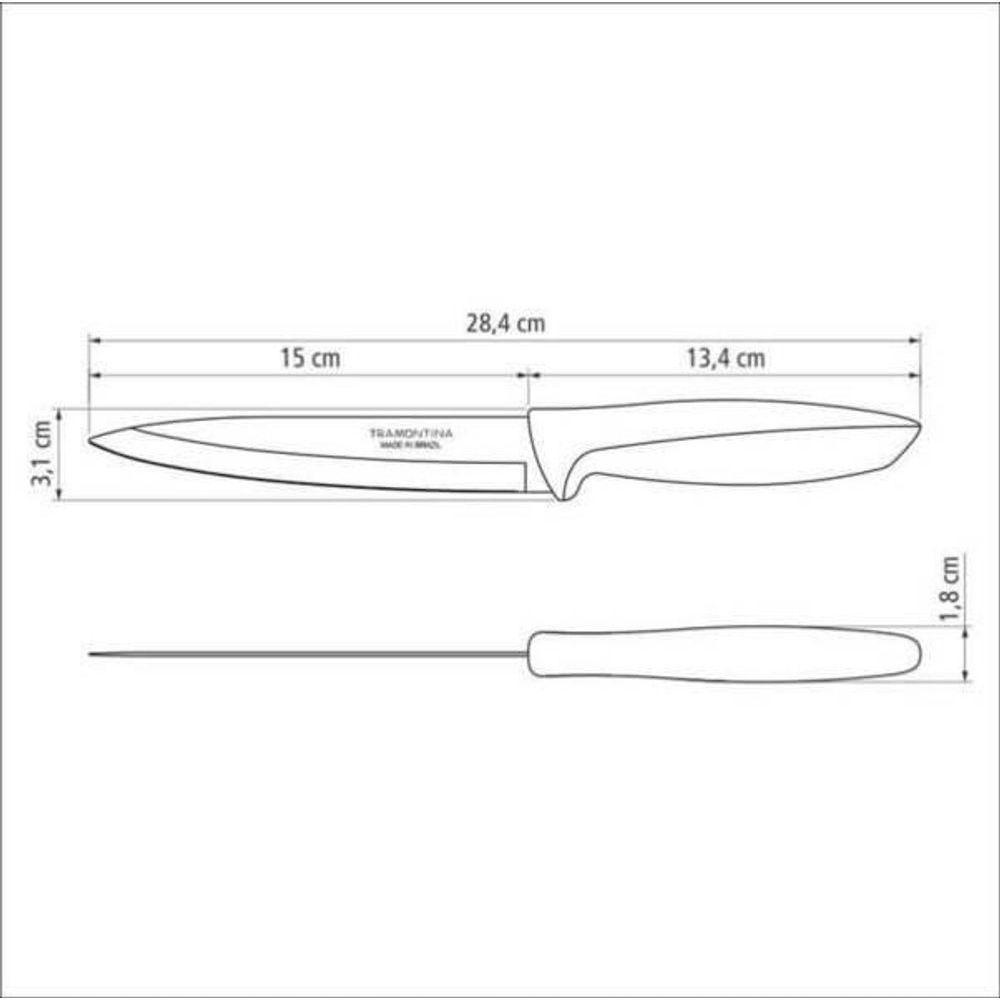 Faca Utility Tramontina Plenus Aço Inox 6" Cabo Preto - 2