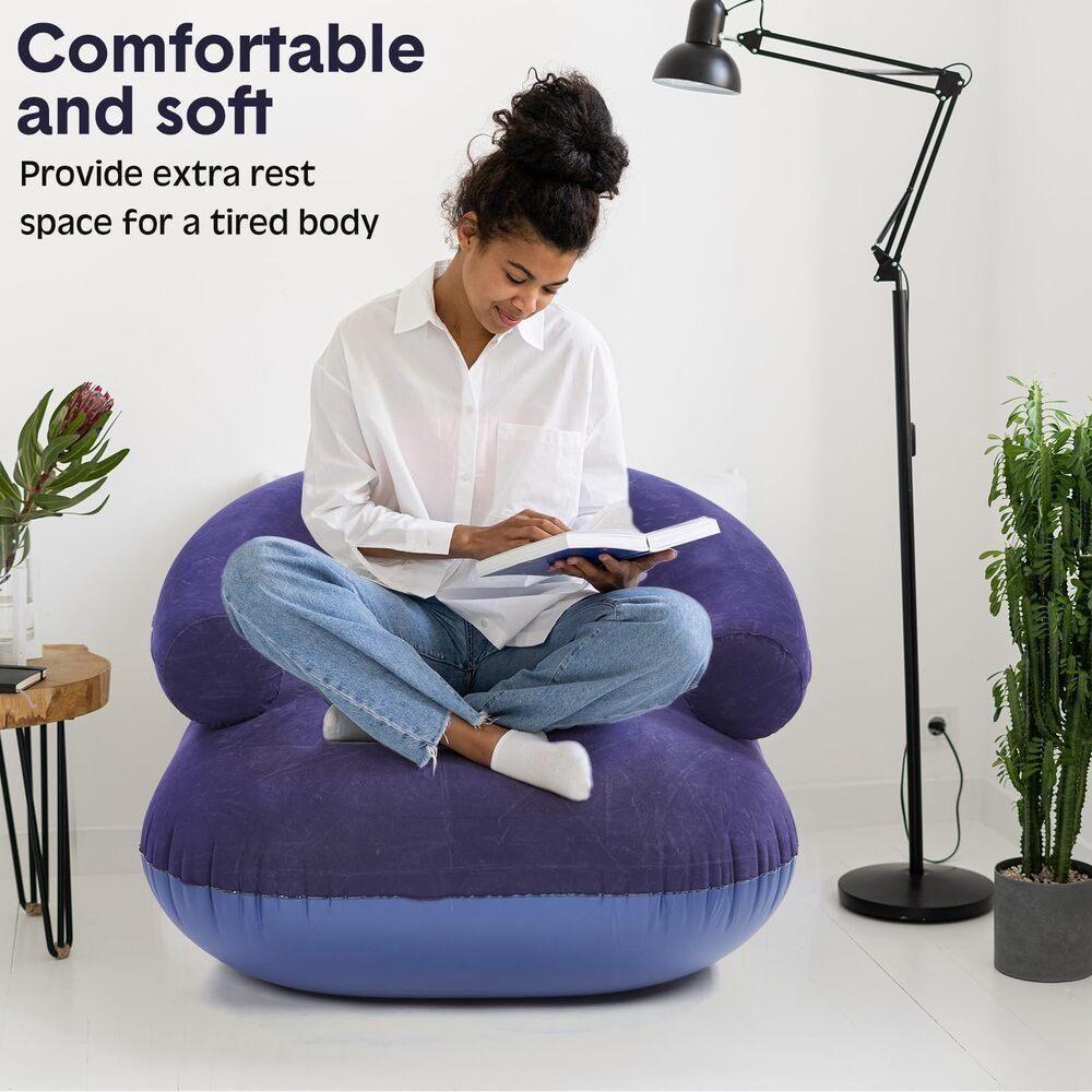 Sofa Poltrona Inflavel Ultra Lounge Cadeira Cama Colchao Portatil Quarto Sala Jardim Piscina Com Kit Reparo Luxo - 3