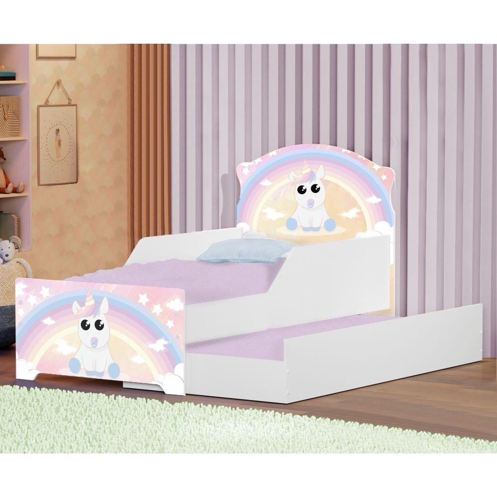 Mini Cama Infantil Com Auxiliar Pop Unicórnio Criança - 1