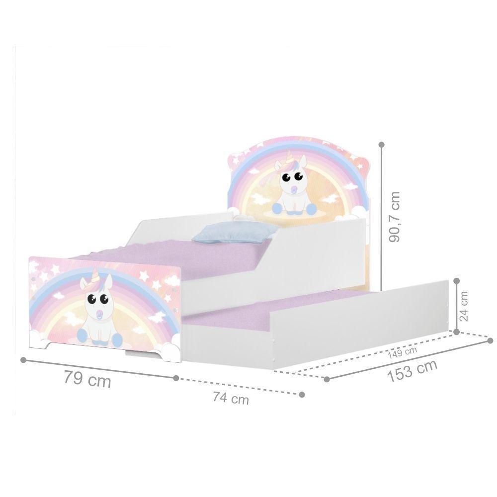 Mini Cama Infantil Com Auxiliar Pop Unicórnio Criança - 4