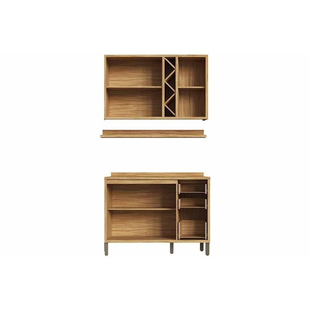 Cozinha Modulada Ronipa Tempranillo Tempranillo 3 Peças (1aéreo+1balcão+1complemento) C3p45 Amendoa-off White-ronipa - 6