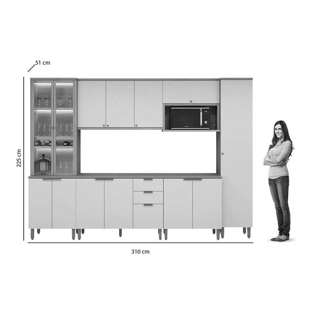Kit Cozinha Modulada 6 Peças Selene (2aéreos+2balcões+2paneleiros) Cp05 Jequitiba-off White Fosco - Linea Brasil - 4