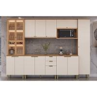 Cozinha Completa Selene 6 Peças (2aéreos+2balcões+1cristaleira+1paneleiro) Cp18 Jequitiba-off White Fosco - Linea Brasil - 1