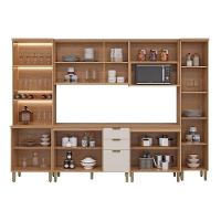 Cozinha Completa Selene 6 Peças (2aéreos+2balcões+1cristaleira+1paneleiro) Cp18 Jequitiba-off White Fosco - Linea Brasil