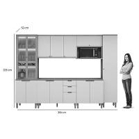 Cozinha Completa Selene 6 Peças (2aéreos+2balcões+1cristaleira+1paneleiro) Cp18 Jequitiba-off White Fosco - Linea Brasil - 5