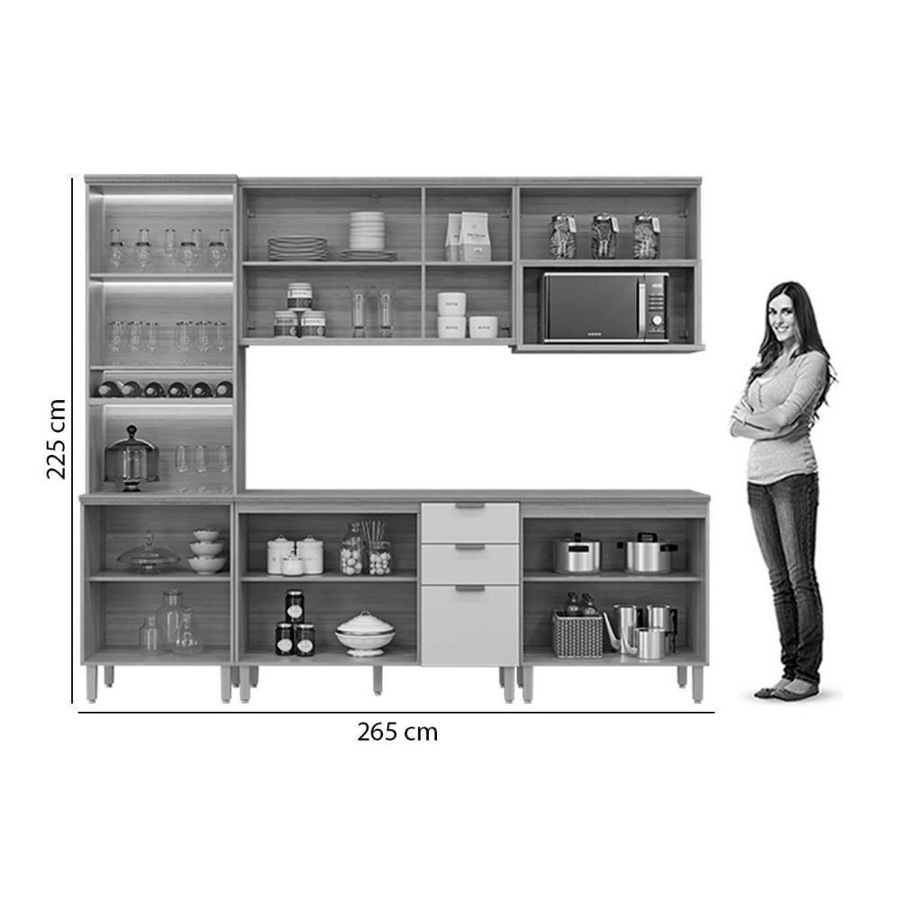 Cozinha Completa Selene 5 Peças (2aéreos+2balcões+1paneleiro) Cp06 Jequitiba-off White Fosco - Linea Brasil - 4