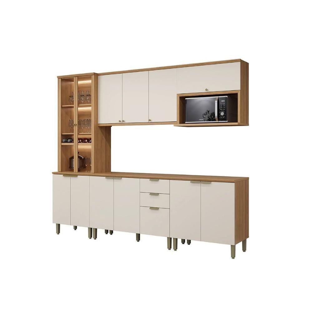 Cozinha Completa Selene 5 Peças (2aéreos+2balcões+1paneleiro) Cp06 Jequitiba-off White Fosco - Linea Brasil - 10