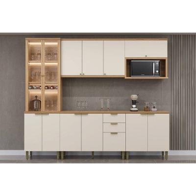 Cozinha Completa Selene 5 Peças (2aéreos+2balcões+1paneleiro) Cp06 Jequitiba-off White Fosco - Linea Brasil