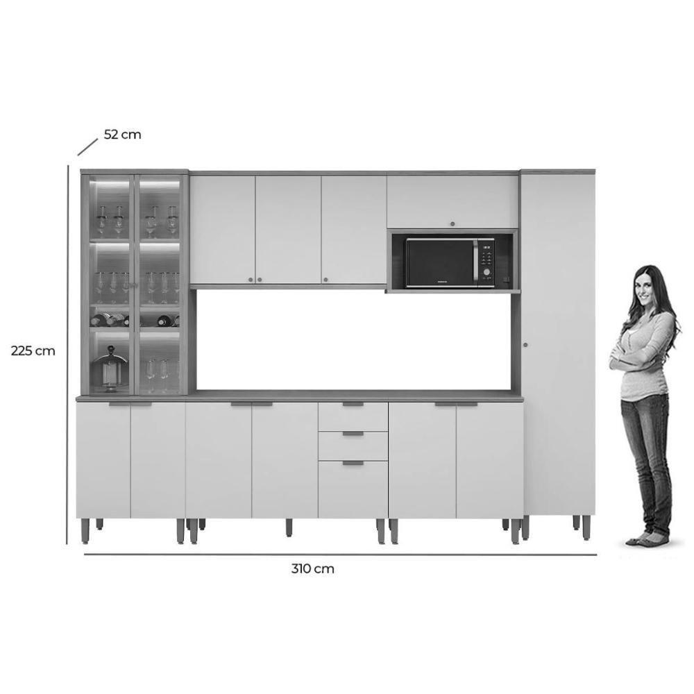 Cozinha Completa Selene 6 Peças (2aéreos+2balcões+1paneleiro+1torrequente) Cp11 Jequitiba-off White Fosco - Linea Brasil - 4