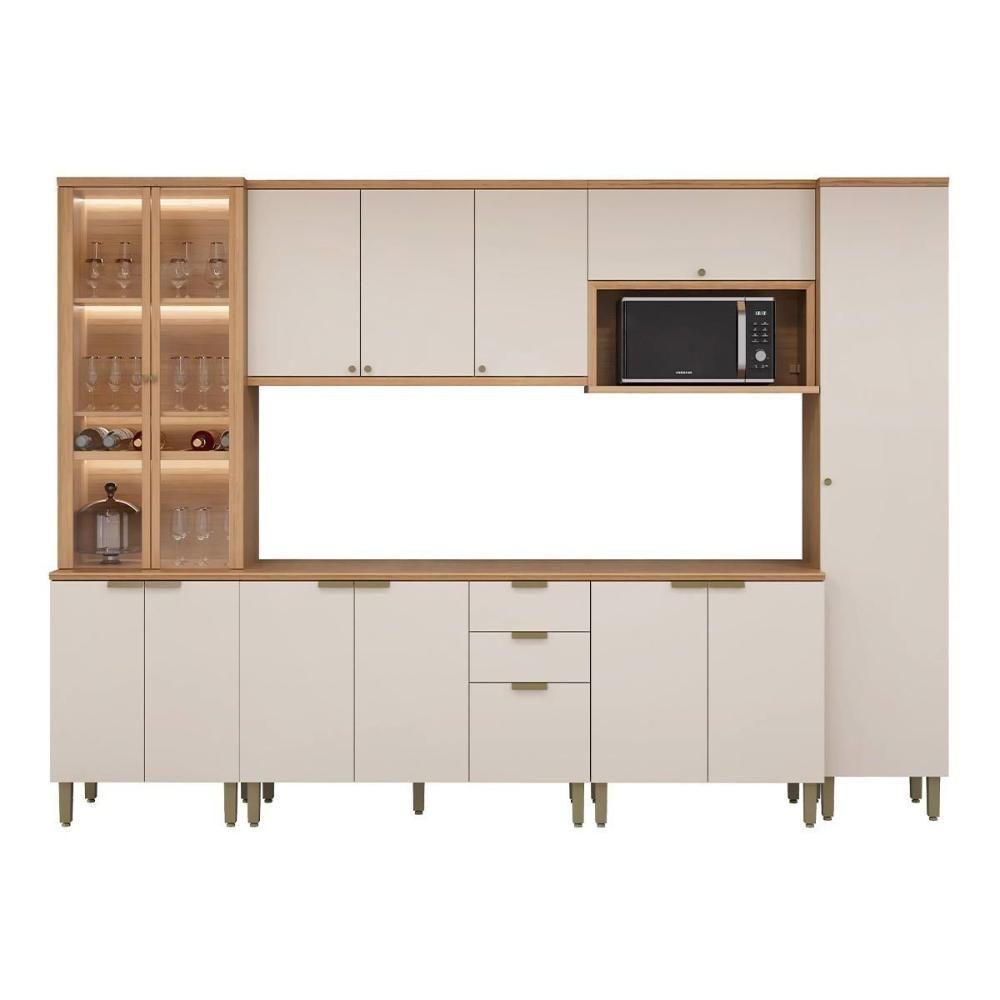 Cozinha Completa Selene 6 Peças (2aéreos+2balcões+1paneleiro+1torrequente) Cp11 Jequitiba-off White Fosco - Linea Brasil - 9