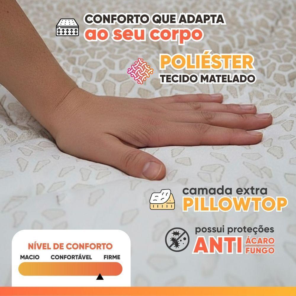 Cama Box Baú Solteiro Probel Espuma D33 Pillow Top 88x188x59cm Guarda Costas Lyon Branco/bege Branco / Bege - 5