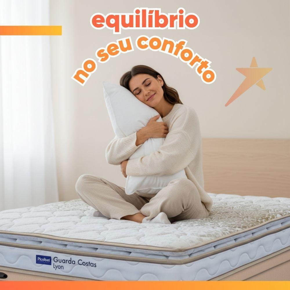 Cama Box Baú Solteiro Probel Espuma D33 Pillow Top 88x188x59cm Guarda Costas Lyon Branco/bege Branco / Bege - 7