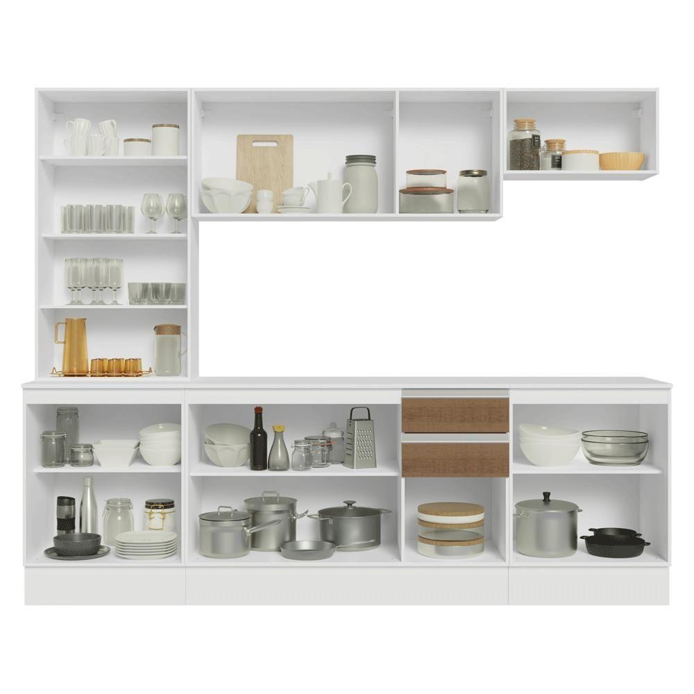 Armário De Cozinha Completa 100% Mdf 240 Cm Smart Madesa 01 Branco/rustic/crema - 5