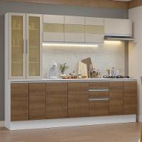 Armário De Cozinha Completa 100% Mdf 240 Cm Smart Madesa 01 Branco/rustic/crema - 1