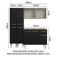 Armário De Cozinha Compacta 169cm Rustic/preto Emilly Madesa 10 Rustic/preto Rustic/preto - 6