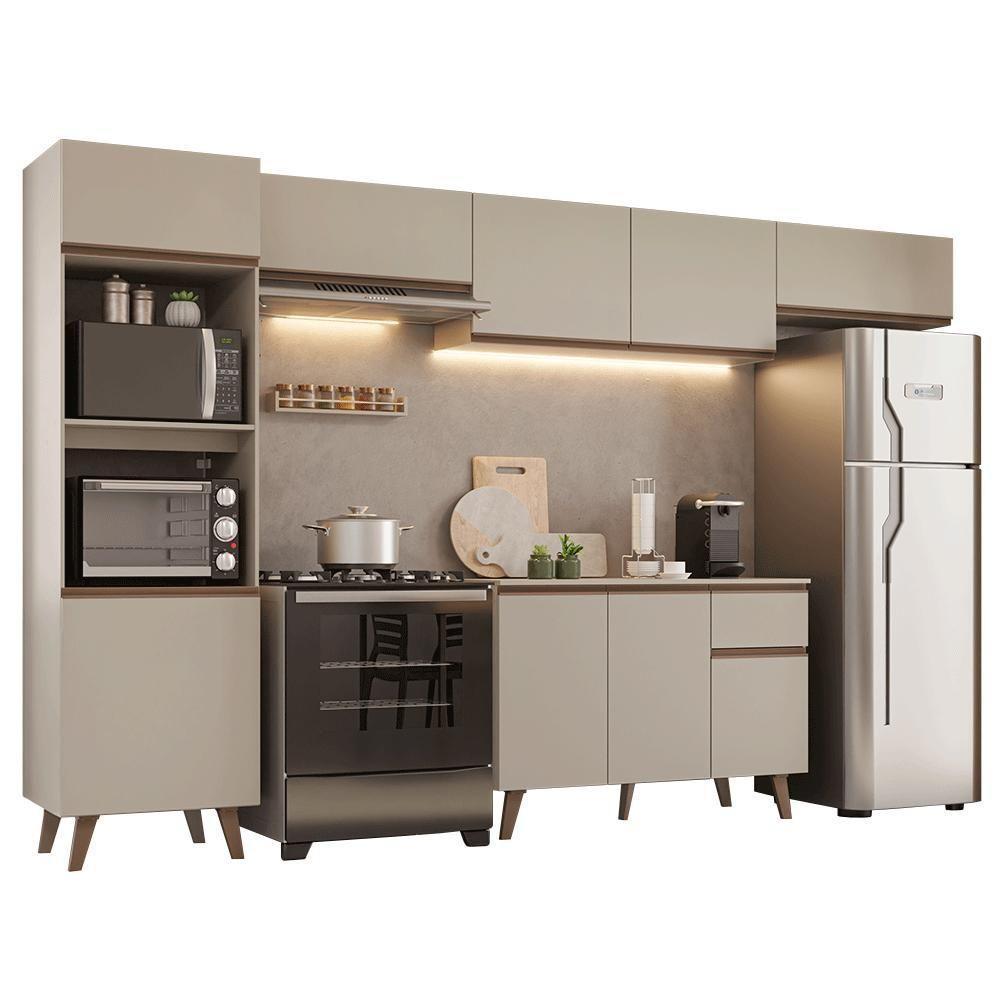 Armário De Cozinha Completa 340 Cm Nice Madesa 01 Crema - 2