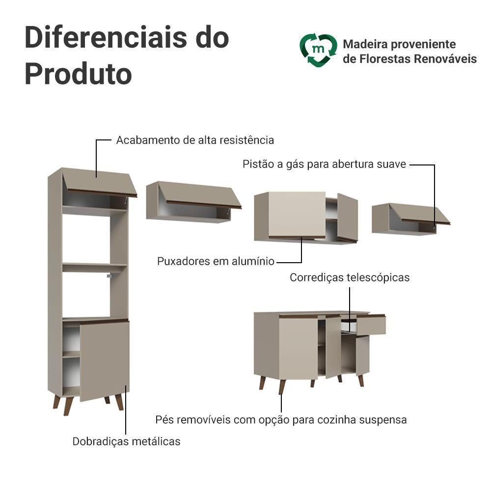 Armário De Cozinha Completa 340 Cm Nice Madesa 01 Crema - 4
