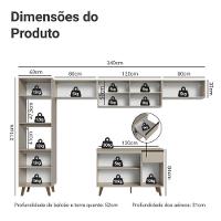Armário De Cozinha Completa 340 Cm Nice Madesa 01 Crema - 3