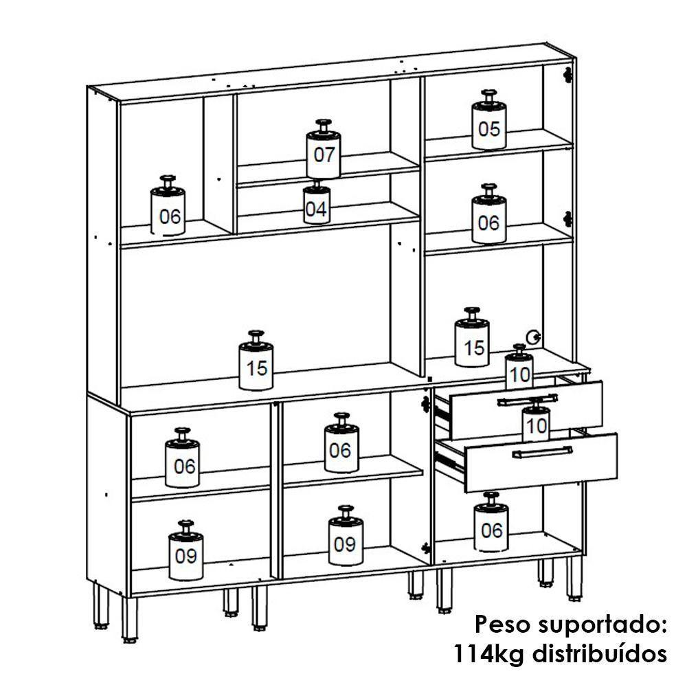 Cozinha Compacta 6p 2g 180 Cm Ferrara Freijo Gris Ktp Freijo Gris - 4