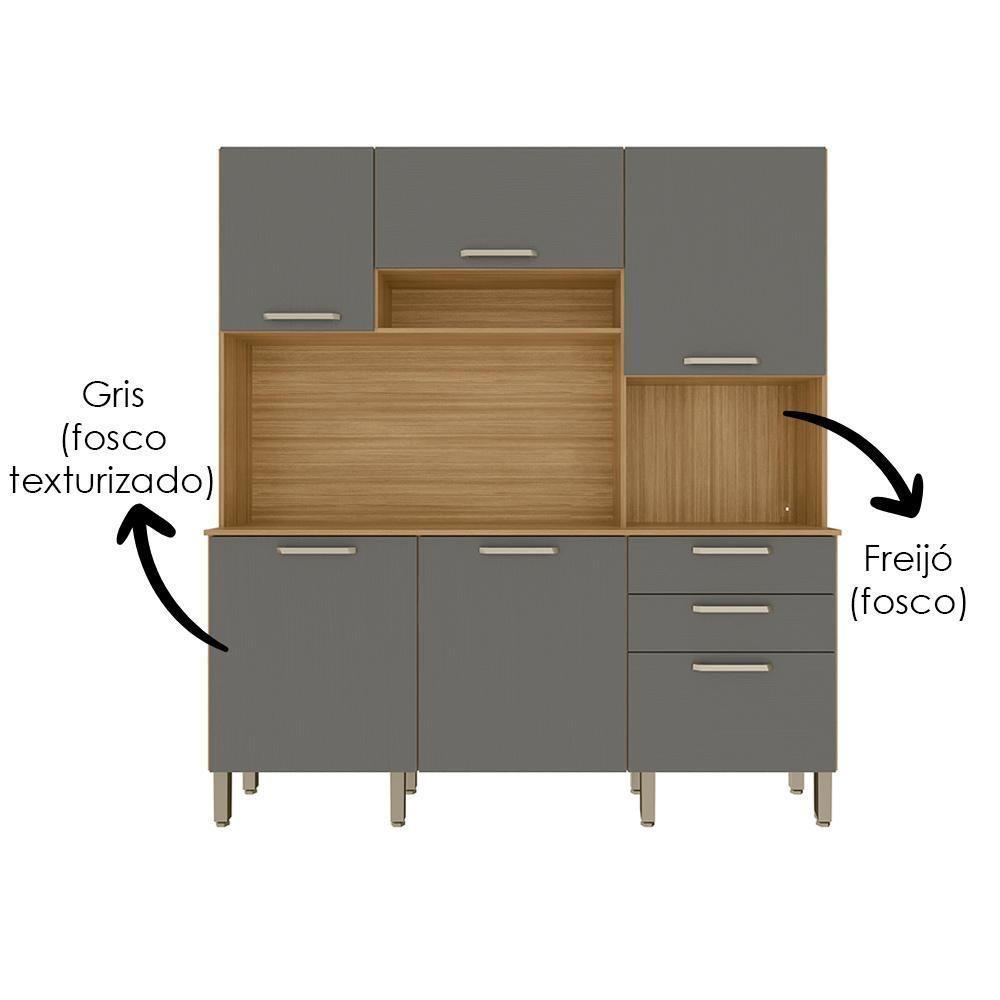 Cozinha Compacta 6p 2g 180 Cm Ferrara Freijo Gris Ktp Freijo Gris - 5