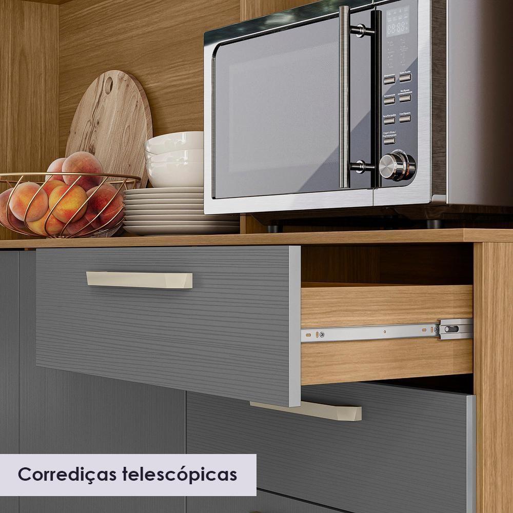 Cozinha Compacta 6p 2g 180 Cm Ferrara Freijo Gris Ktp Freijo Gris - 6