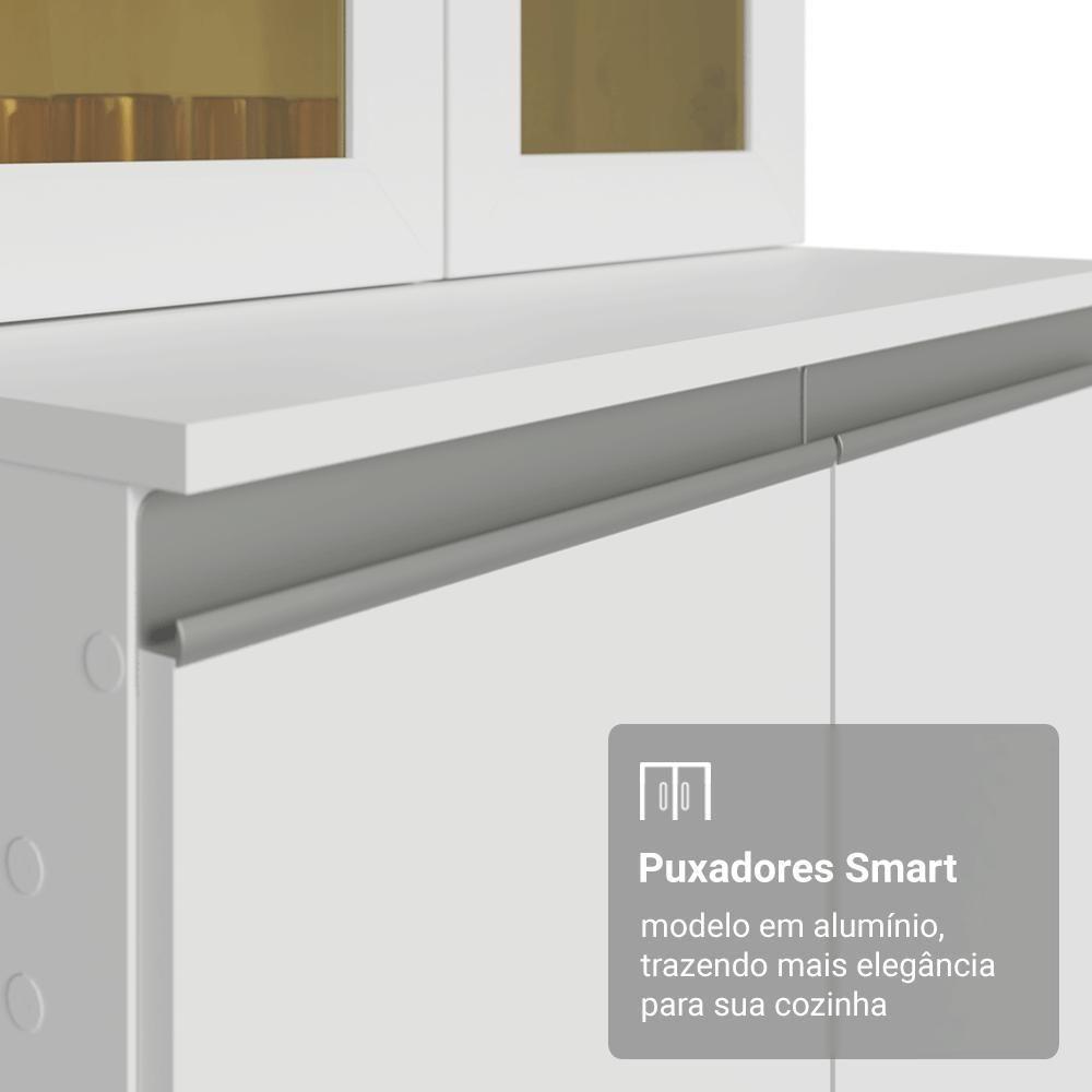 Armário De Cozinha Compacta 100% Mdf 180 Cm Branco Smart Madesa 03 Branco Branco - 7