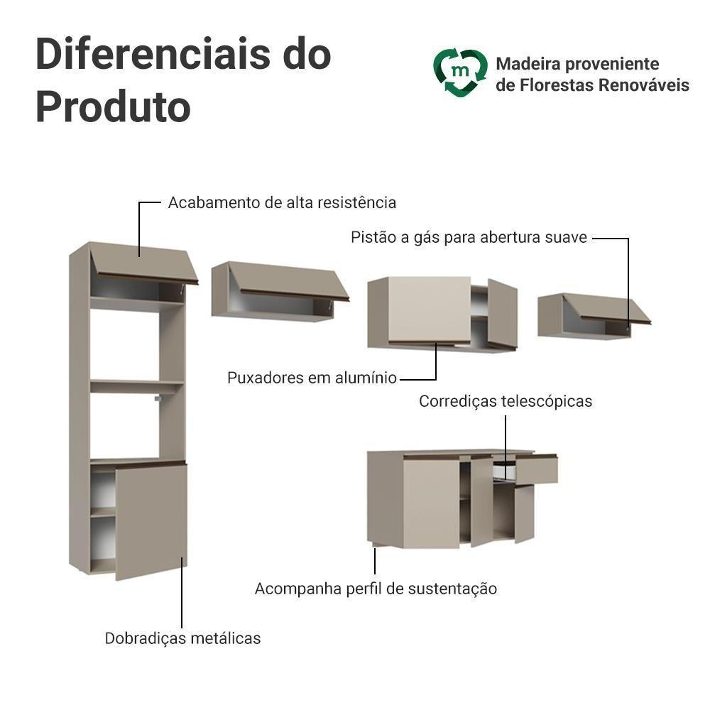 Armário De Cozinha Completa 340 Cm Suspenso Nice Madesa 02 Crema - 4