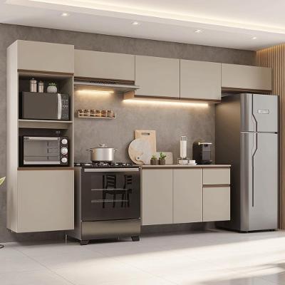 Armário de Cozinha Completa Nice 8 Portas 1 Gaveta MDF 340 cm Creme